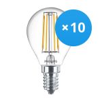 Opakowanie 10x Philips Corepro LED Lustre E14 Piłka Włókno Przezroczysty 4.3W 470lm - 827 Bardzo Ciepła Biel | Zamienne 40W