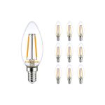 Opakowanie 10x Noxion Lucent LED E14 świeca Włókno Przezroczysty 2.5W 250lm - 827 Bardzo Ciepła Biel | Ściemnianie - Zamienne 25W
