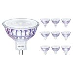 Opakowanie 10x Philips Master Value LED Spot GU5.3 MR16 7.5W 621lm 36D - 927 Bardzo Ciepła Biel | Najlepsze renderowanie kolorów - Ściemnianie - Zamienne 50W