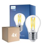 Opakowanie 4x Philips MASTER LED Lustre E27 Piłka Włókno Przezroczysty 2.5W 340lm - 922-927 Dim To Warm | Najlepsze Renderowanie Kolorów - Ściemnianie - Zamienne 25W