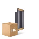 Opakowanie 10x Nordlux Nico Światło Ścienne Aluminium Czarny Up & Down | IP54 - Nadaje Się Do 2x GU10