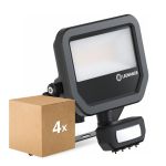 Opakowanie 4x Ledvance LED Iluminacja Aluminium Czarny 17W 2400lm 100D - 840 Zimna Biel | IP65 - Czujnik Ruchu I Światła - Symetryczny