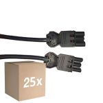 Opakowanie 25x Noxion GST - Kompatybilny Przewód przedłużający Czarny - Męski + Płeć Żeńska - 3m - 3 pole 1,5mm2