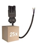 Opakowanie 25x Noxion GST - Kompatybilny Kabel zasilający Czarny - Męski + Końcówki otwarte - 0,3m - 2 pole 0,75mm2