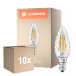 Opakowanie 10x Ledvance Classic LED E14 TWisted Świeca Włókno Przezroczysty 3.4W 470lm - 827 Bardzo Ciepła Biel | Zamienne 40W