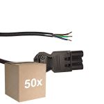 Opakowanie 50x Noxion GST - Kompatybilny Kabel zasilający Czarny - Męski + Końcówki otwarte - 2m - 3 pole 0,75mm2