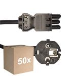 Opakowanie 50x Noxion GST - Kompatybilny Kabel zasilający Czarny - Płeć Żeńska + Schuko Europlug - 3m - 3 pole 0.75mm2