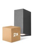 Opakowanie 2x D'Lite Światło Ścienne Vrebos Czarny Up & Down | IP54 - Nadaje Się Do 2x GU10