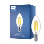 Philips MASTER Value LED Świeca E14 Włókno Przezroczysty 3.4W 470lm - 927 | Najlepsze renderowanie kolorów - Ściemnianie – Zamienne 40W