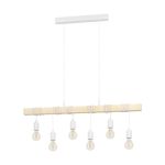Eglo Lampa Wisząca Townshend Stal Valkoinen Drewno | IP20 - Nadaje Się Do 6x E27 