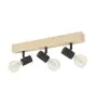 Eglo Lampa sufitowa Townshend 3 Drewno Stal Czarny | IP20 - Nadaje Się Do 3x E27 