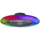 Brilliant Salerno Wentylator Sufitowy Plastikowy Czarny 54W 6800lm - 830-865 CCT+RGB | 577mm - Zdalne Sterowanie Ściemnianie