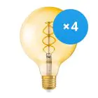 Opakowanie 4x Osram Vintage 1906 LED E27 Globe Włókno Złoty 125mm 5W 250lm - 820 Bardzo Ciepła Biel | Zamienne 25W