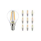 Opakowanie 10x Noxion Lucent Lustre LED E14 Piłka Włókno Przezroczysty 2.5W 250lm – Ściemnianie - Zamienne 25W