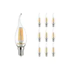 Opakowanie 10x Noxion Lucent LED E14 świeczka z wydłużonym czubkiem świeca Włókno Przezroczysty 4.5W 470lm - 827 Bardzo Ciepła Biel | Ściemnianie - Zamienne 40W