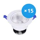 Opakowanie 15x Bright Choice LED Downlight Okrągła Uchylny 15W 1200lm 60D - 930 Ciepła Biel | 135mm - Aukko 110mm - UGR 