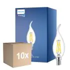 Opakowanie 10x Philips MASTER LED E14 Zgięty-tip Świeca Włókno Przezroczysty 2.5W 340lm - 922-927 Dim To Warm | Najlepsze Renderowanie Kolorów - Ściemnianie - Zamienne 25W