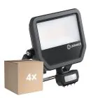 Opakowanie 4x Ledvance LED Iluminacja Aluminium Czarny 41W 5500lm 100D - 830 Ciepła Biel | IP65 - Czujnik Ruchu I Światła - Symetryczny
