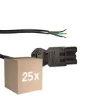 Opakowanie 25x Noxion GST - Kompatybilny Kabel zasilający Czarny - Męski + Końcówki otwarte - 0,3m - 3 pole 0,75mm2