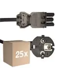 Opakowanie 25x Noxion GST - Kompatybilny Kabel zasilający Czarny - Płeć Żeńska + Schuko Europlug - 3m - 3 pole 0.75mm2