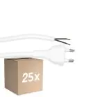 Opakowanie 25x Noxion Euro Kabel zasilający - C7 Europlug + Końcówki otwarte - Valkoinen 2m - 2 pole 0,75mm2
