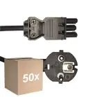 Opakowanie 50x Noxion GST - Kompatybilny Kabel zasilający Czarny - Płeć Żeńska + Schuko Europlug - 3m - 3 pole 0.75mm2