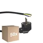 Opakowanie 50x Noxion Power Kabel zasilający Czarny - Schuko Europlug + Końcówki otwarte - 3m - 3 pole 0,75mm2