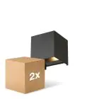 Opakowanie 2x D'Lite Światło Ścienne Elingen Czarny Up & Down 4.9W 480lm - 830 Ciepła Biel | IP65