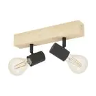Eglo Lampa sufitowa Townshend 3 Drewno Stal Czarny | IP20 - Nadaje Się Do 2x E27 