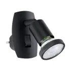 Eglo Światło Ścienne Parrini Lamp Z Wtyczka Czarny 4.5W 345lm - 830 Ciepła Biel | IP20 - W Tym 1x GU10