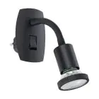 Eglo Światło Ścienne Parrini Lamp Z Wtyczka Czarny 4.5W 345lm - 830 Ciepła Biel | IP20 - W Tym 1x GU10